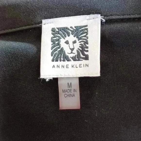 Anne Klein Black Top Medium Gold Button Front Detail with Cute  Knotted Sleeves - Picture 6 of 10